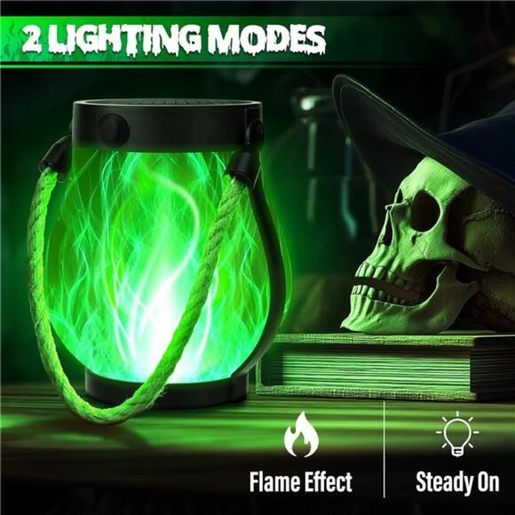 2 Pack Solar Lanterns Lights, Halloween Flickering Flame Garden Lights - Picture 3 of 8